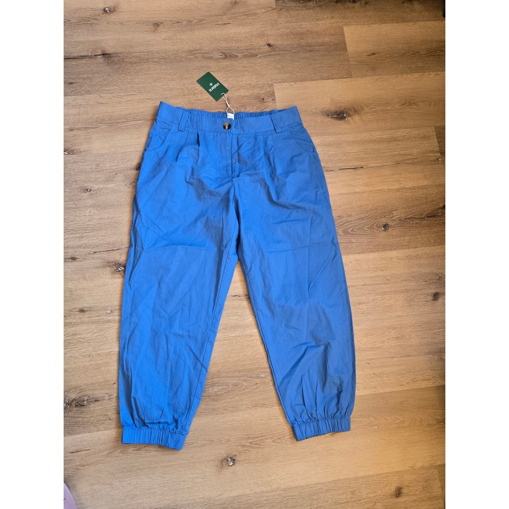 Halara Breezeful High Waisted Pleated Cotton Joggers Blue Women Large NWT